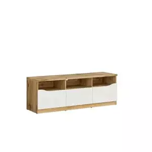 BRW Televizní stolek Nuis RTV3S - dub wotan/bílý lesk