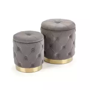 Halmar Set 2 taburetů POLLY - šedá/zlatá