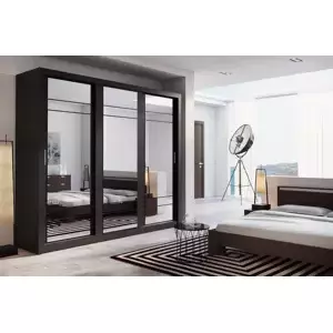 Casarredo Šatní skříň 02 ARTI 250 černá zrcadlo