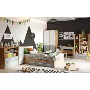 Casarredo Sestava dětského pokoje FLAMY SET2 dub nash/šedá/bílá