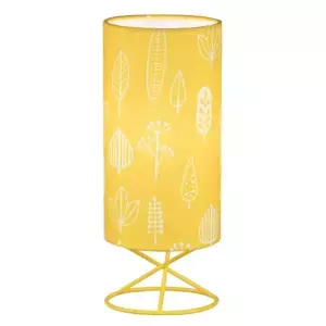 Tempo Kondela Stolní lampa AVAM - kov/žluté textilní stínítko