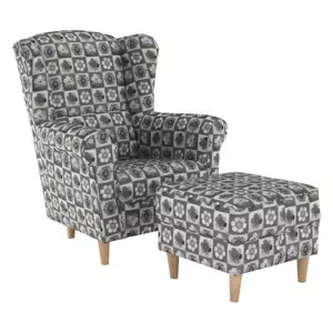 Tempo Kondela Křeslo/ušák s taburetem ASTRO - Patchwork N1