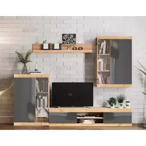 Casarredo Obývací stěna TOLUCA dub artisan/antracit lesk