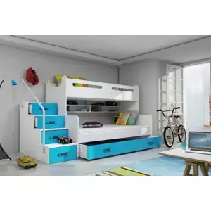 Falco Patrová postel Maty NEW s úložným prostorem bílá/modrá