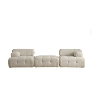 Hanah Home Třímístná pohovka s pufem DOBLO krémová 315 cm