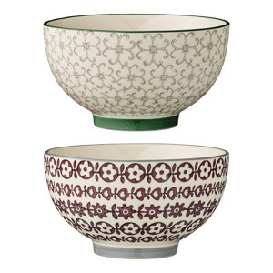 BLOOMINGVILLE Set 2 misek KARINE vínovo-šedá 600 ml 21100612