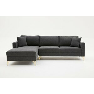 Hanah Home Rohová pohovka BERLIN antracitová se zlatou levá 258 cm 825BLC2805