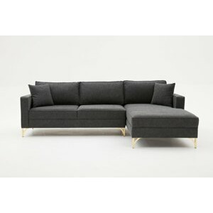 Hanah Home Rohová pohovka BERLIN antracitová se zlatou pravá 258 cm 825BLC2804
