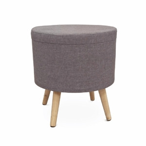 ROBAST taburet s úložným prostorem, šedá látka