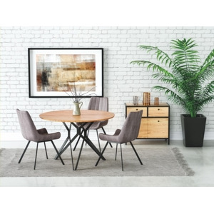 Kulatý jídelní stůl GANDAVUM, dub zlatý/černá