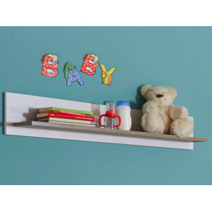 Nástěnná police Luca, dub/bělená pinie