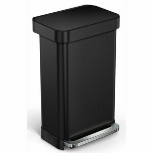 Simplehuman Obdélníkový pedálový koš s kapsou na sáčky 45 l, černá