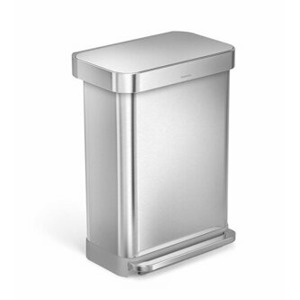 Pedálový odpadkový koš Simplehuman – 55 l, matná ocel, FPP, kapsa na sáčky, 55 l