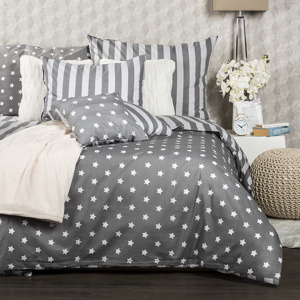 4Home Bavlněné povlečení Stars šedá, 140 x 200 cm, 70 x 90 cm