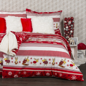4Home Vánoční bavlněné povlečení Sobíci, 220 x 200 cm, 2 ks 70 x 90 cm