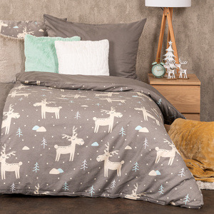 4Home Flanelové povlečení Happy reindeer, 140 x 220 cm, 70 x 90 cm