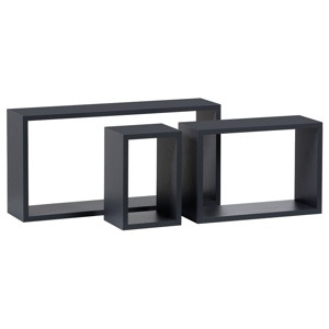 Sada nástěnných poliček P-009, matná šedá, 3 ks