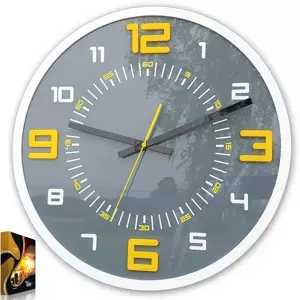 ModernClock Nástěnné hodiny Orion šedo-žluté