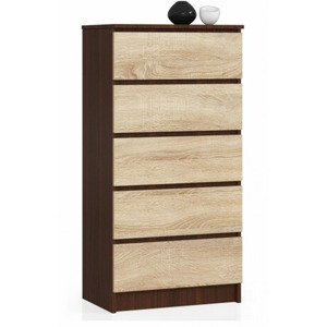 Ak furniture Komoda Kuba 60 cm - 5 šuplíků wenge/sonoma