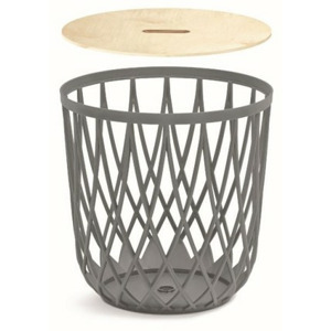 Prosperplast Univerzální koš QUBO s dřevěným víkem šedý kámen, varianta 20 l