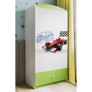 Kocot kids Dětská skříň Babydreams 90 cm závodní auto zelená
