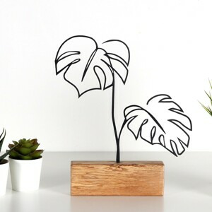 Hanah Home Kovová dekorace Leaves 30 cm černá