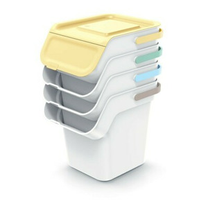 Prosperplast Sada 4 odpadkových košů KADDI s filtrem 4 x 20 L popelavě šedá