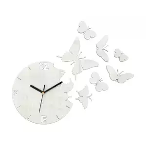 ModernClock 3D nalepovací hodiny Butterflies bílé