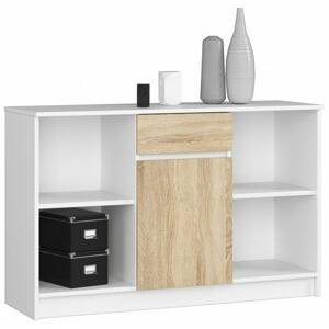 Ak furniture Komoda B-17 120 cm bílá/sonoma