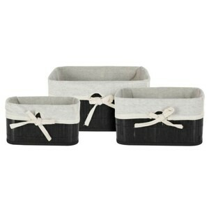 H&S Decoration Sada bambusových košů - 3 kusy černá