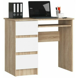 Ak furniture Psací stůl A-6 90 cm dub sonoma/bílý levý
