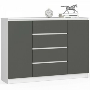 Ak furniture Komoda TOVE K 140 cm bílá/grafit