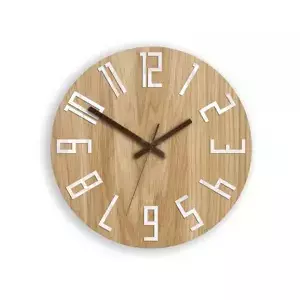 ModernClock Nástěnné hodiny slim Dub hnědé