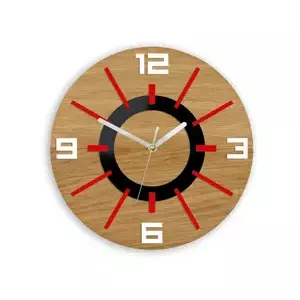 ModernClock Nástěnné hodiny Alladyn Wood červeno-černé