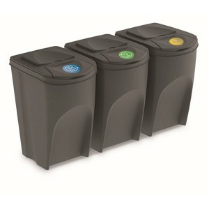 Prosperplast Sada košů na třídění odpadu ECOBOX 3x35L šedý kámen
