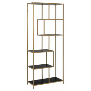 Actona Regál Seaford 77x185 cm černý/zlatý