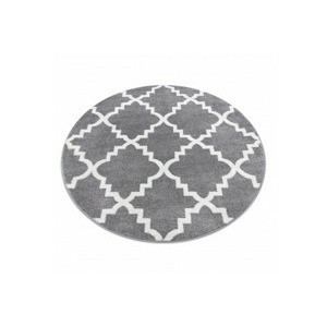 Dywany Lusczow Kulatý koberec SKETCH KEVIN šedý / bílý trellis, velikost kruh 100