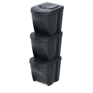 Prosperplast Sada odpadkových košů SORTEX antracit, objem 3x25l