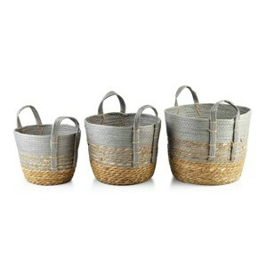Mondex Sada tří košů Bali z mořské trávy šedá/hnědá