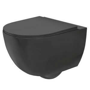 Závěsná WC mísa Rea Carlo Mini Rimless Flat černá matná