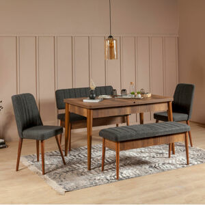 Hanah Home Jídelní set Vina 5D ořech/antracit