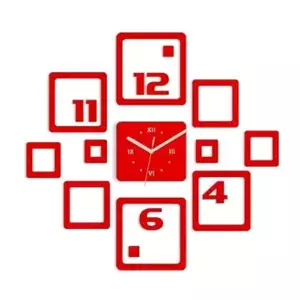ModernClock 3D nalepovací hodiny Otto červené