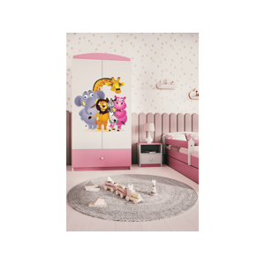 Kocot kids Dětská skříň Babydreams 90 cm ZOO růžová