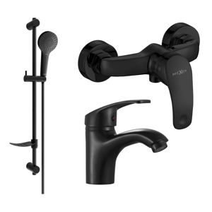 Sada baterií Mexen Fabia DF05 - umyvadlová baterie + sprchová baterie se sprchou černá