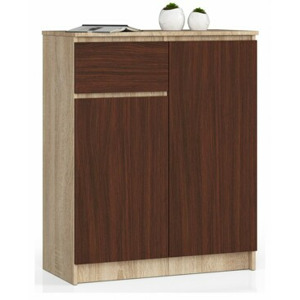 Ak furniture Komoda Kiara 80 cm 2 skříňky a 1 šuplík dub sonoma/wenge