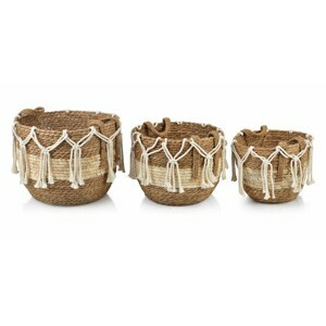 Mondex Sada tří košů Bali z mořské trávy se vzorem III hnědá/bílá