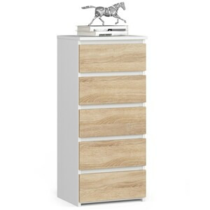 Ak furniture Komoda CL5 se zásuvkami 40 x 92 cm bílá/dub sonoma