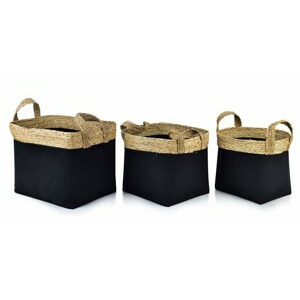 Mondex Sada tří košů Bali z mořské trávy VIII černá