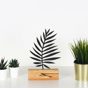 Hanah Home Kovová dekorace Palm Leaf 27 cm černá