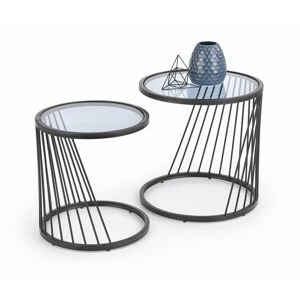 HALMAR Sada dvou odkládacích stolků Atilla sklo/černá